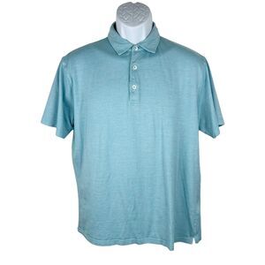 Peter Millar Polo Shirt Men Medium Blue Short Sleeve Golf Cotton Modal Tee